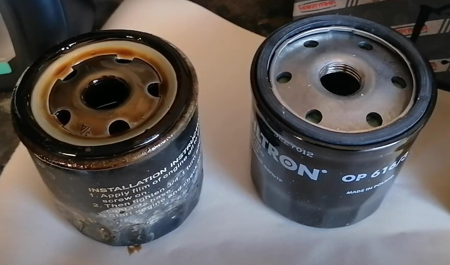 старый и новый масляные фильтры